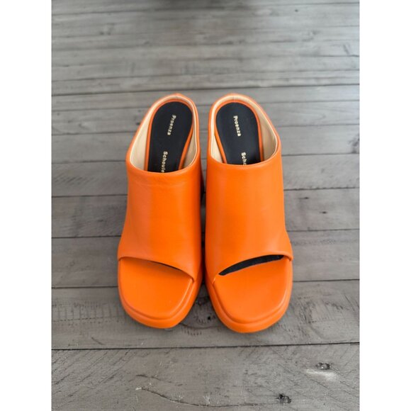 PROENZA SCHOULER Forma 110mm Platform Sandals Orange Leather Mules Size 36 - Picture 4 of 10